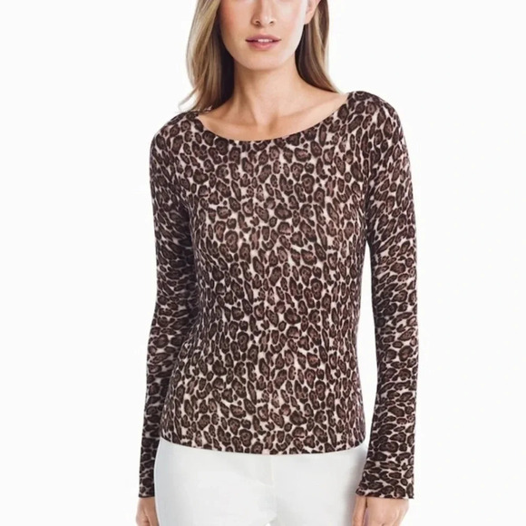 White House Black Market Crew Neck Leopard Sweater - Picture 1 of 5
